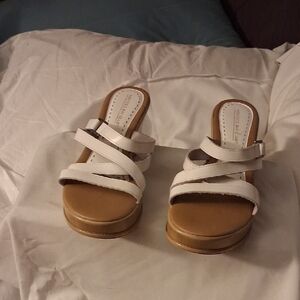 Montego Bay Club White and Tan Mules